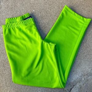 Lime Green Vintage Y2K Low Rise Elastic Waist Baggy Bright Festival Pants